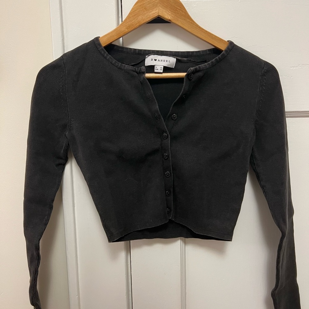 Black Wash Buttoned Crop Top